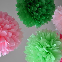 7 Paper Pom Poms | Birthday Party | Baby Shower | Preppy | Custom Colors  - Thumbnail 3