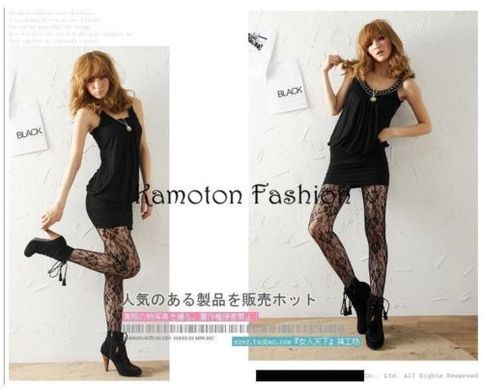 Retro Lace Roses Sexy Legging Pantyhose