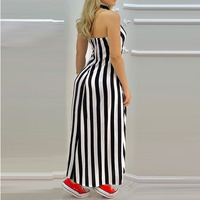 Temperament Sexy High Waist Striped Sleeveless Dress - Thumbnail 3