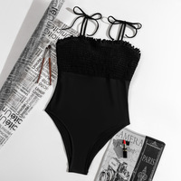 Solid Color High Waist Bikini Swimsuit - Thumbnail 1