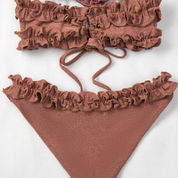 Women'S Solid Color Sexy Stretch Bikini Swimsuit - Thumbnail 3