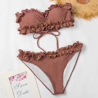 Women'S Solid Color Sexy Stretch Bikini Swimsuit - Thumbnail 1