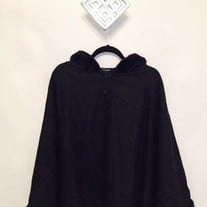 Faux Fur Trimmed Charcoal Cape