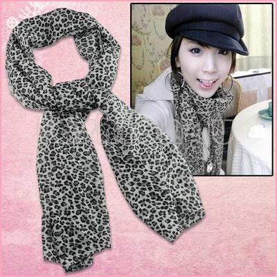 Animal leopard print chiffon long scarf shawl wrap