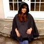 Faux Fur Trimmed Charcoal Cape-3