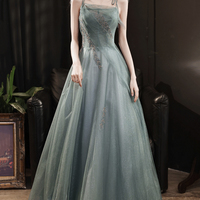 Cute tulle long A line prom dress evening dress - Thumbnail 5