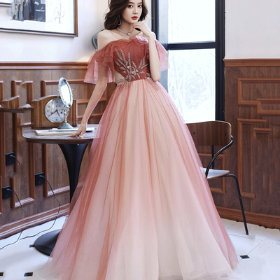 Stylish tulle long a line prom dress evening dress - Thumbnail 3