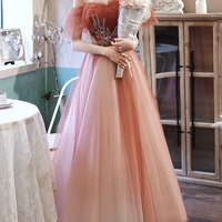 Stylish tulle long A line prom dress evening dress - Thumbnail 4