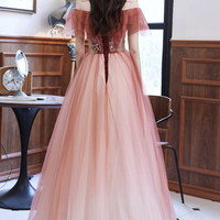 Stylish tulle long A line prom dress evening dress - Thumbnail 5