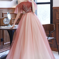 Stylish tulle long A line prom dress evening dress - Thumbnail 6