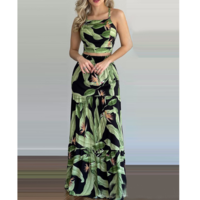 Casual Sling Printed Two-Piece Dress - Thumbnail 1