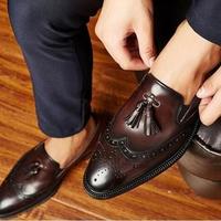 Men Summer Season Classic Chocolate Brown Wingtip Loafers For Mens - Thumbnail 1