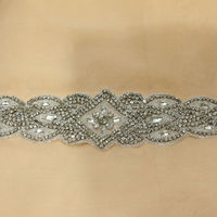 Crystal Rhinestone Applique Wedding Bridal Dress Prom Silver Motif - Thumbnail 1