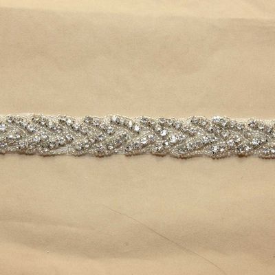 Iron or sew crystal rhinestone applique wedding bridal applique sash trim 1yard - Thumbnail 3
