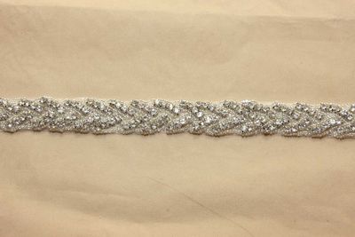 Iron Or Sew Crystal Rhinestone Applique Wedding Bridal Applique Sash Trim 1yard