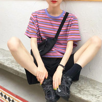 Color Block Stripe Summer Tee - Thumbnail 1