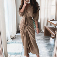 Women'S Long Sleeve Wrap Dress - Thumbnail 1