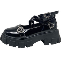 Black Heart Punk Gothic Love Girl Shoes - Thumbnail 5