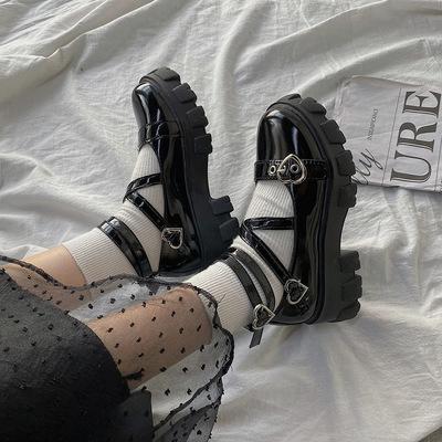 Black heart punk gothic love girl shoes