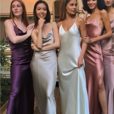 A line sheath cowl neck slip silk maxi evening dresses - Thumbnail 3