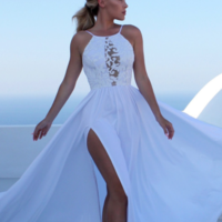 Sexy Sleeveless halter split long prom dresses - Thumbnail 1