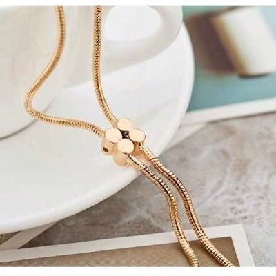 Charm rose gold plated long snake chain pendant necklace 