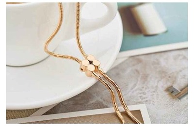 Charm rose gold plated long snake chain pendant necklace 