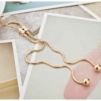 Charm Rose Gold Plated Long Snake Chain Pendant Necklace  - Thumbnail 1