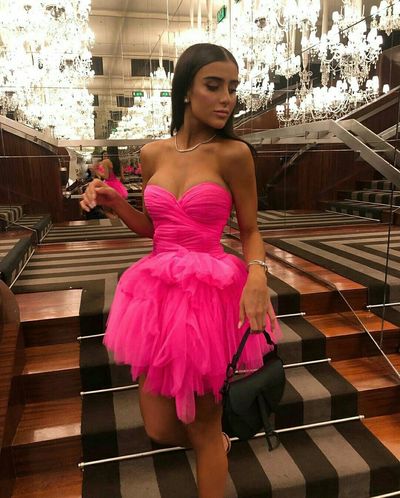 SP1514,Sexy Homecoming Dress,Short Graduation Dress，Hot Pink Layered Homecoming Dresses