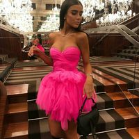 SP1514,Sexy Homecoming Dress,Short Graduation Dress，Hot Pink Layered Homecoming Dresses - Thumbnail 1
