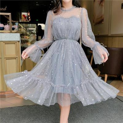 Sp1518,princess grey starry long sleeves tulle ruffle short homecoming dress,mini prom evening gown