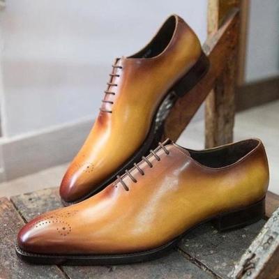 Hand stitch two tone derby leather shoes