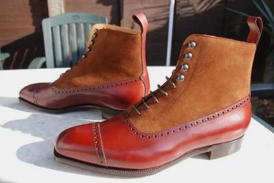 Adult Fashion Brown Ankle High Boot, Handmade Cap Toe Leather Suede Decent Formal Wear Shoes