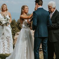 SP1531,V-neck A-line Wedding Dresses Lace Appliques Tulle Bridal Gowns with Plunging Back Wedding Gown robe de soirée de mariage - Thumbnail 5