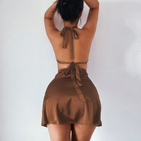 Women'S Sexy Solid Color Chiffon Backless Dress - Thumbnail 2