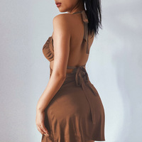 Women'S Sexy Solid Color Chiffon Backless Dress - Thumbnail 3