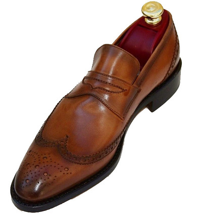 Classic Two Tone Wingtip Brogue Leather Shoes,Handmade Moccasin Formal Men Shoes