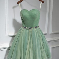 Sage Short Homecoming Dresses with Colorful Rhinestones - Thumbnail 1