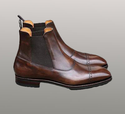 Handmade Oxford Balmoral Chelsea Brown Leather ankle high captoe design handsome look men boot