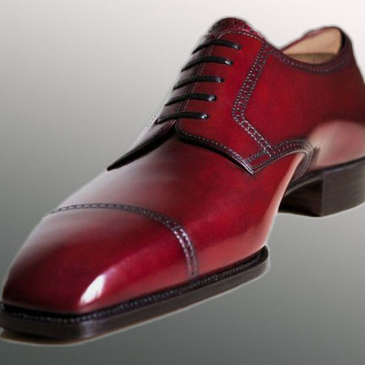 Handmade burgundy leather cap toe formally wear shoes for mens - Thumbnail 2
