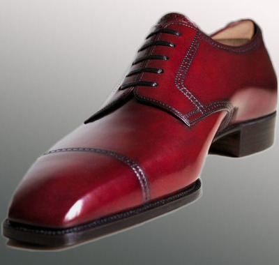 Handmade Burgundy Leather Cap Toe Formally Wear Shoes For Mens