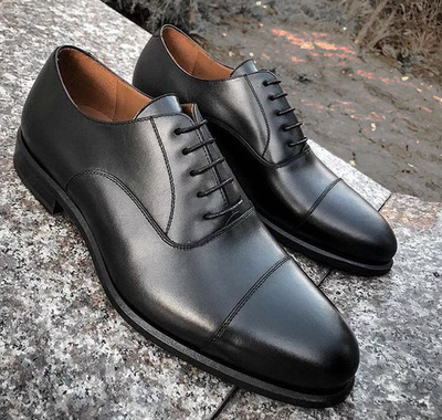 Handmade Men Gentelman Stylish Black Leather Formal Lace Up Shoes
