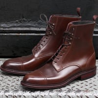 Latest Handmade Brown Cap Toe Ankle Lace Up Formal Looks Boot In Genuine Leather For Men - Thumbnail 1
