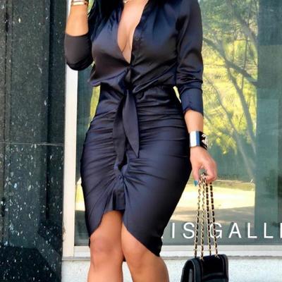 Women's long-sleeved slim sexy hip dress