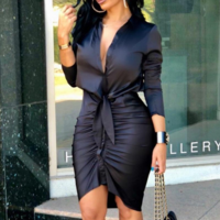 Women'S Long-Sleeved Slim Sexy Hip Dress - Thumbnail 3
