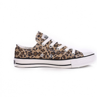 Leopard Print Canvas Lace-Up Sneakers S-491 - Thumbnail 2
