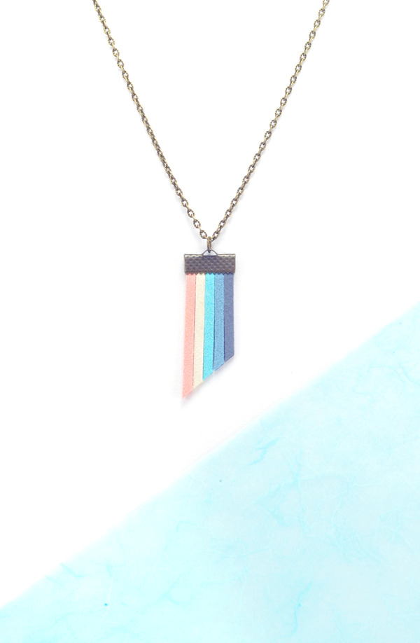 Ombre Blue & Pink Fringe Necklace