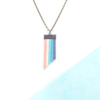 Ombre Blue & Pink Fringe Necklace