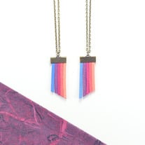 Blue to Peach Gradient Fringe Necklace