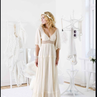 Simple boho wedding dress,half sleeve bridal dress,1033 - Thumbnail 1